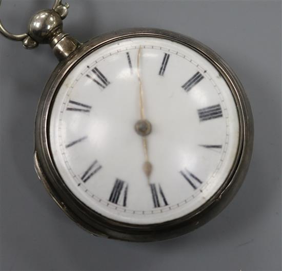 A George III silver pair cased keywind verge pocket watch by Dwerrihouse & Carter, London.